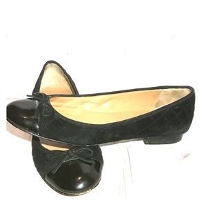 Talbots Black Quilted Ballet Flats with Bow